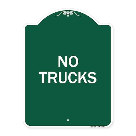 Signmission Designer Series Sign-Truck Sign No Trucks, Green & White Aluminum Sign, 18" x 24", GW-1824-22786 A-DES-GW-1824-22786